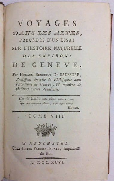 VOYAGES DANS LES ALPES. - Précédés d'un éssai sur l'histoire …