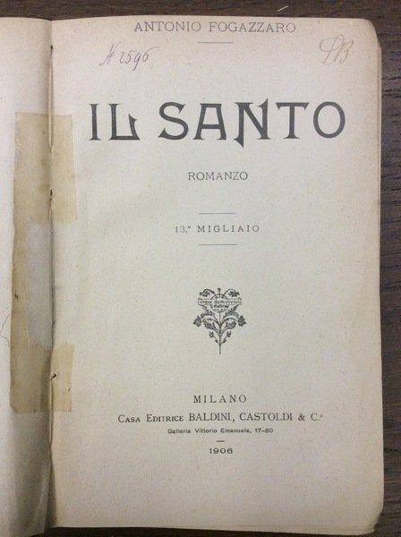 IL SANTO. - Romanzo.