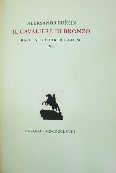 IL CAVALIERE DI BRONZO. - Racconto pietroburghese 1833.