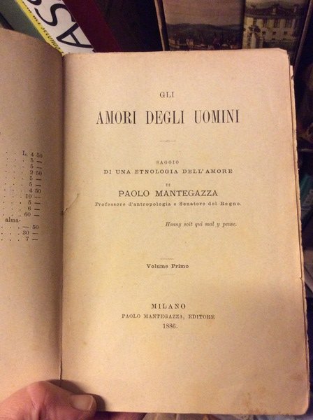 GLI AMORI DEGLI UOMINI. - Saggio di una etnologia dell'amore.