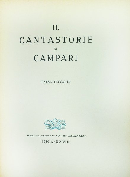 IL CANTASTORIE DI "CAMPARI".
