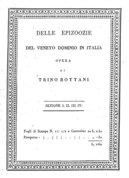 DELLE EPIZOOZIE. - Ossia delle epidemie contagiose e non contagiose …