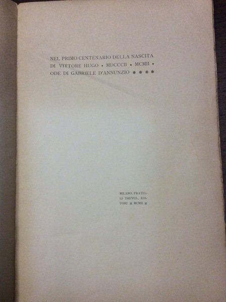 NEL PRIMO CENTENARIO DELLA NASCITA DI VITTORE HUGO.