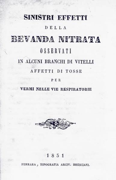 SINISTRI EFFETTI DELLA BEVANDA NITRATA OSSERVATI IN ALCUNI BRANCHI DI …