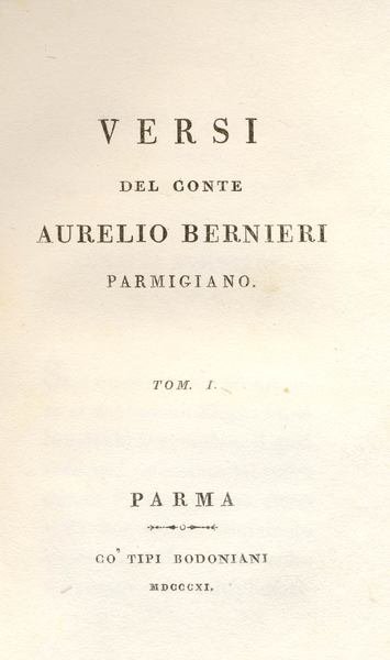 VERSI DEL CONTE AURELIO BERNIERI PARMIGIANO.