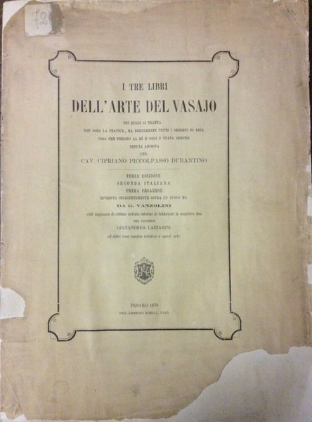 I TRE LIBRI DELL'ARTE DEL VASAJO (VASAIO).