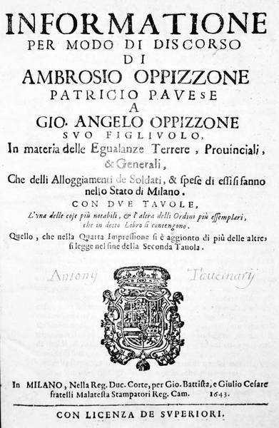 INFORMATIONE PER MODO DI DISCORSO A GIO. ANGELO OPPIZZONE SUO … | Immagine Gallery 1