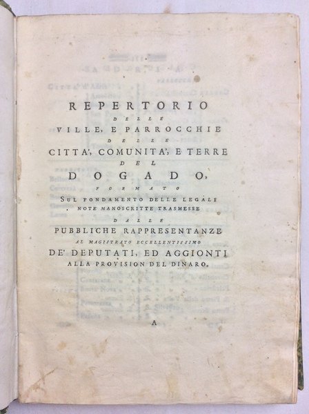 REPERTORIO GENERALE DELLE VILLE, E COMUNI DI TUTTE LE PROVINCIE … | Immagine Gallery 2