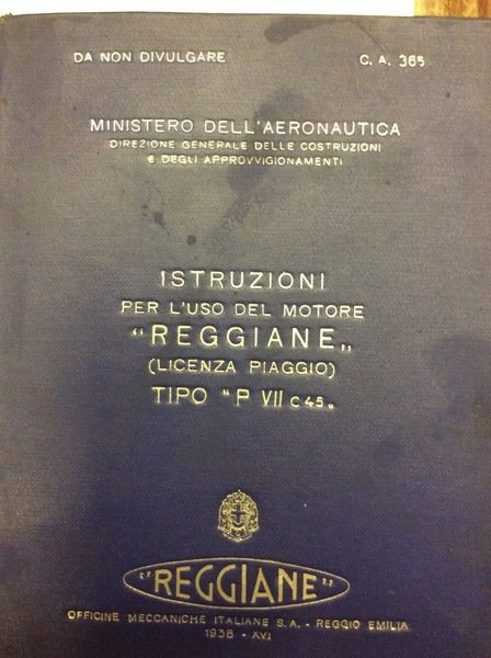 ISTRUZIONI PER L'USO DEL MOTORE "REGGIANE" (LICENZA PIAGGIO) TIPO "P …