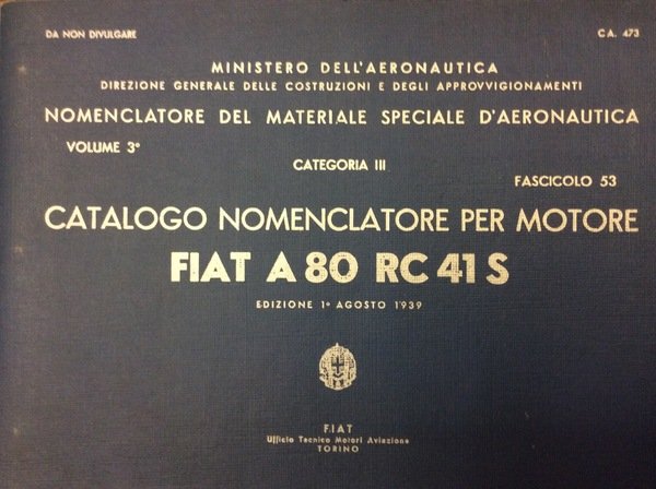 CATALOGO NOMENCLATORE PER MOTORE "FIAT A 80 RC 41 S". … | Immagine Gallery 1