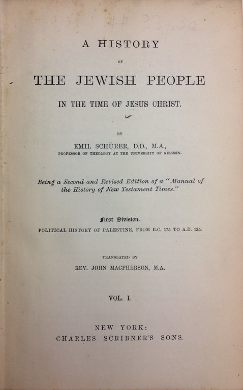 A HISTORY OF THE JEWISH PEOPLE. - In the time …
