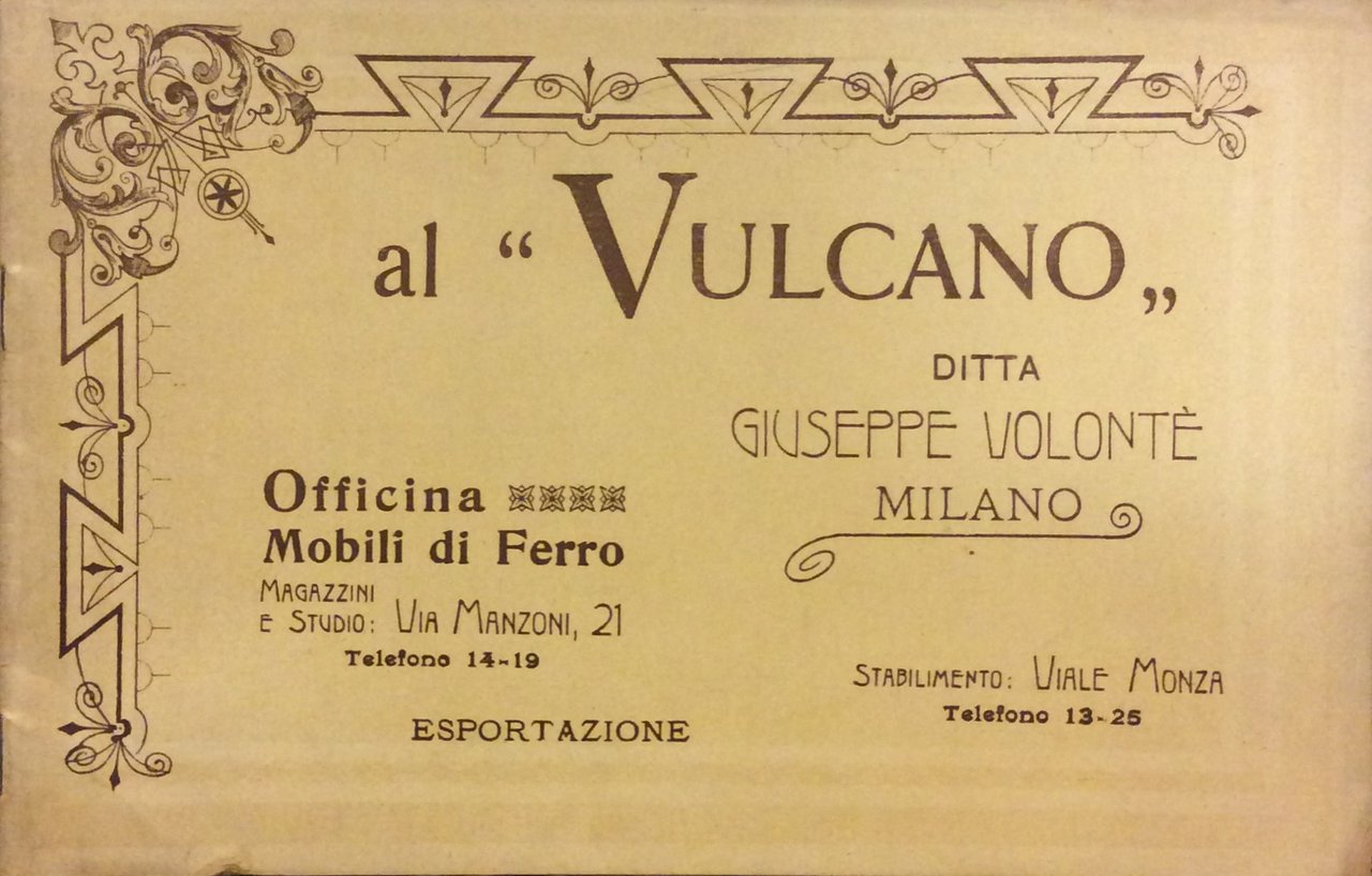 AL VULCANO, DITTA GIUSEPPE VOLONTE', MILANO. - Officina mobili di … | Immagine principale