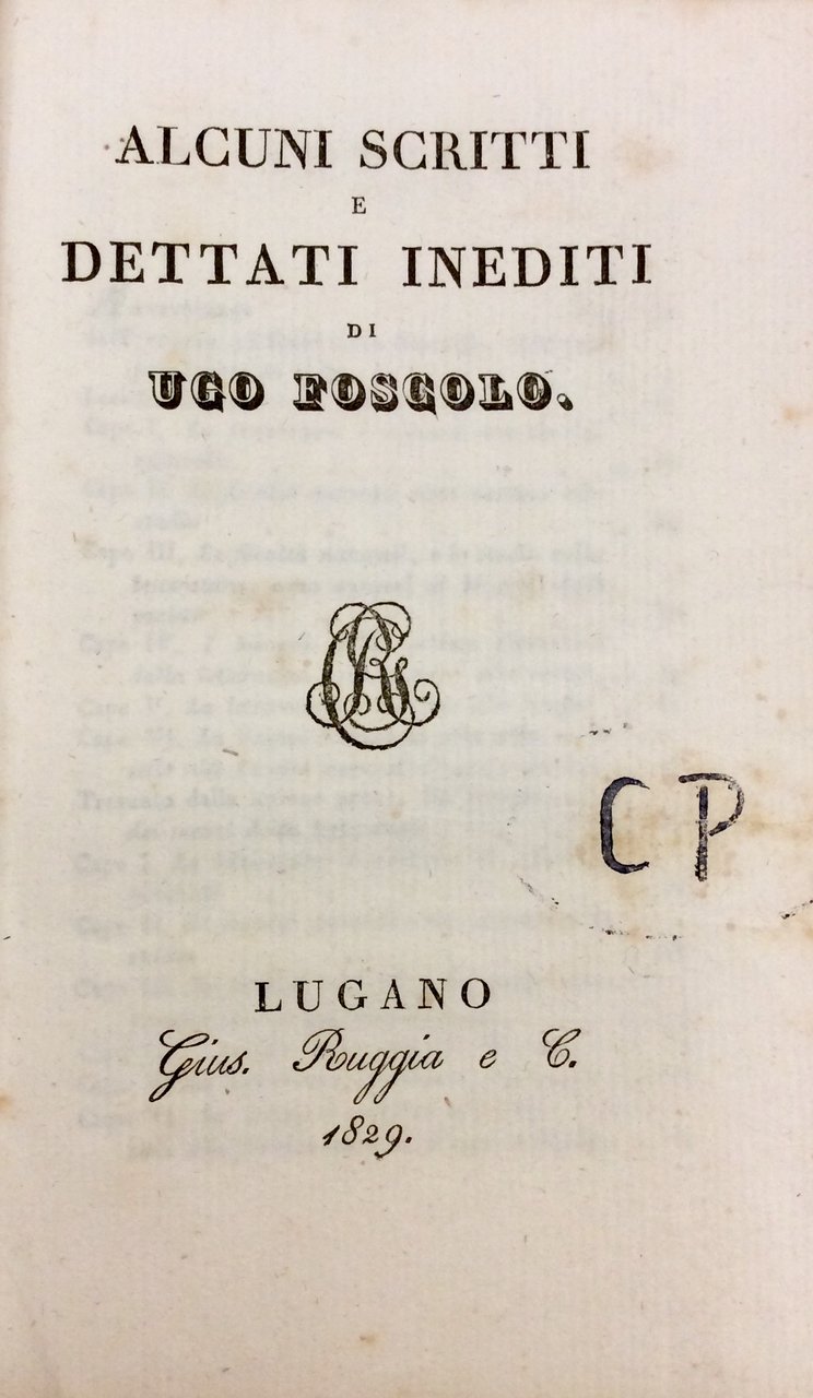 ALCUNI SCRITTI E DETTATI INEDITI.