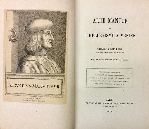 ALDE MANUCE ET L'HELLENISME A VENISE. | Immagine principale