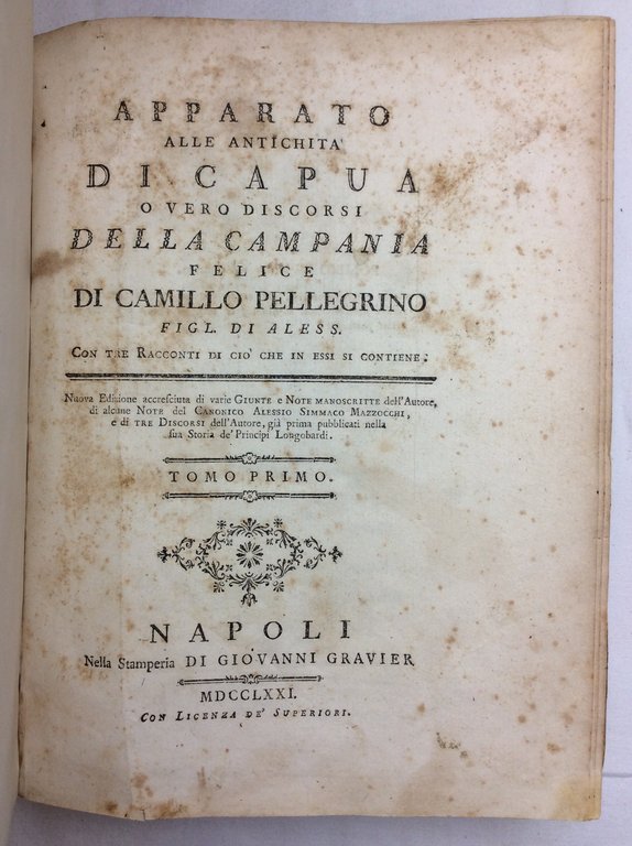 APPARATO ALLE ANTICHITA' DI CAPUA O VERO DISCORSI DELLA CAMPANIA …