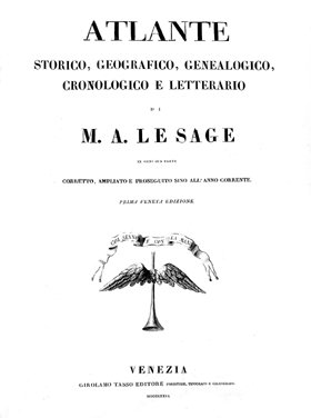 ATLANTE STORICO, GEOGRAFICO, GENEALOGICO, CRONOLOGICO E LETTERARIO. - Corretto, ampliato …