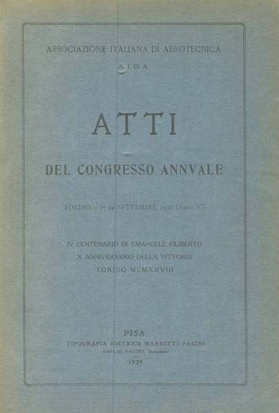 ATTI DEL CONGRESSO ANNUALE DELL'ASSOCIAZIONE ITALIANA DI AEROTECNICA (A.I.D.A.).
