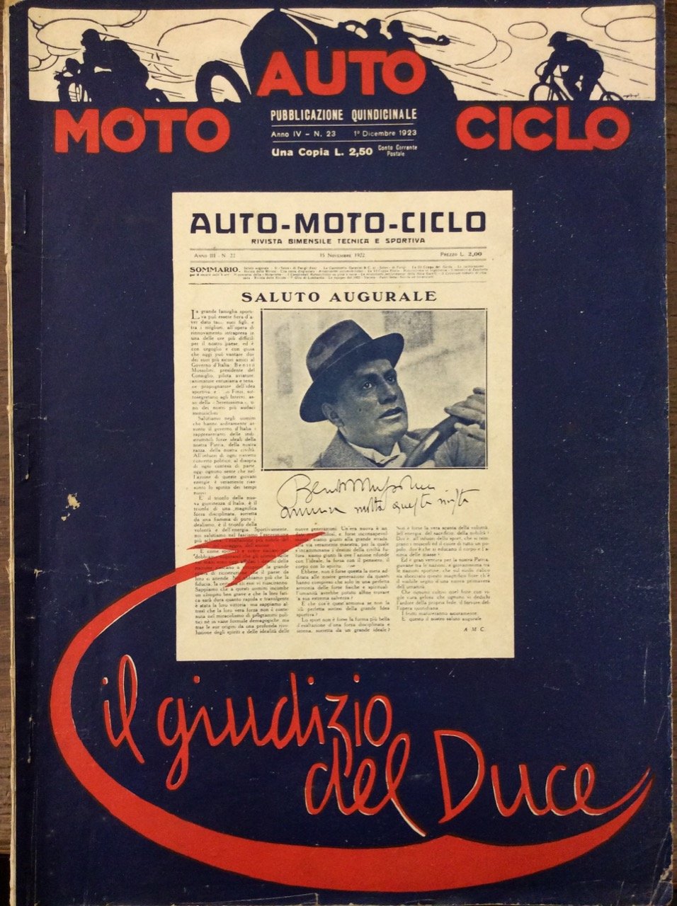 AUTOMOTOCICLO. ANNO IV - N. 23 - 1 DICEMBRE 1923. …