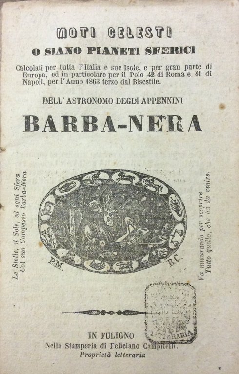 BARBA-NERA. 1863. - Moti celesti o siano pianeti sferici. Calcolati …