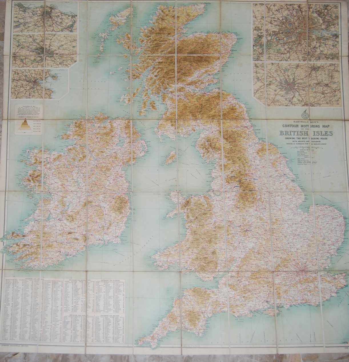 BARTHOLOMEW'S CONTOUR MOTORING MAP OF THE BRITISH ISLES. - Showing …