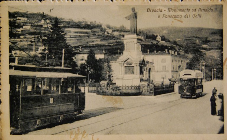 BRESCIA. MONUMENTO AD ARNALDO E PANORAMA DEI COLLI.