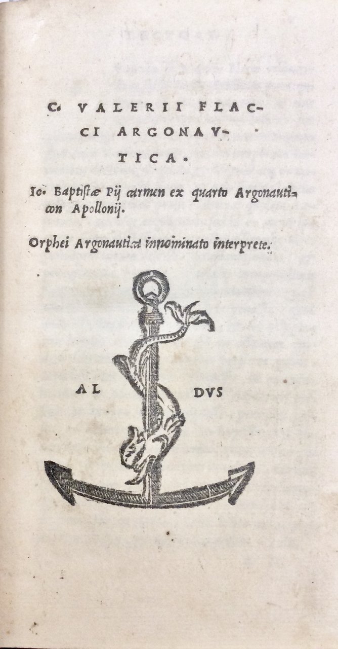 C. VALERII FLACCI ARGONAUTICA. - Io. Baptistae Pij. Carmen ex …