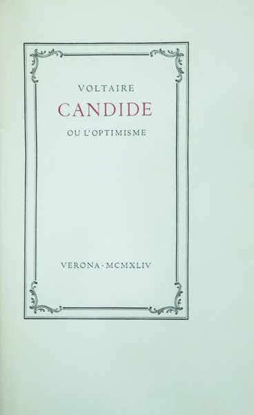 CANDIDE OU L'OPTIMISME.