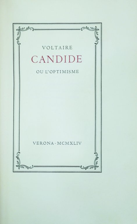 CANDIDE OU L'OPTIMISME.
