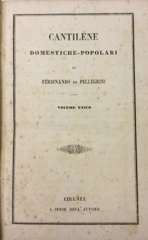 CANTILENE DOMESTICHE-POPOLARI.