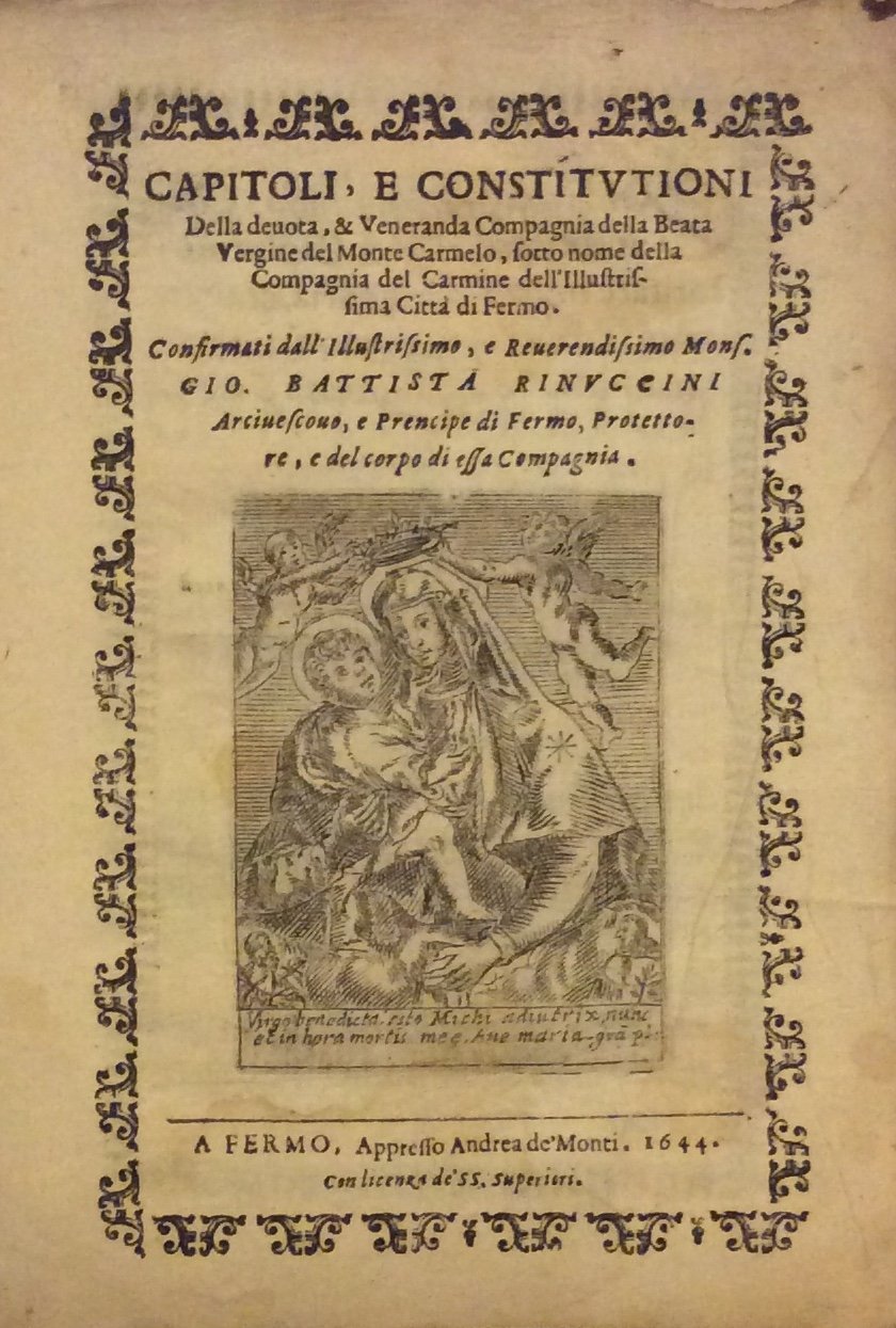CAPITOLI E CONSTITUTIONI DELLA DEVOTA & VENERANDA COMPAGNIA DELLA BEATA …