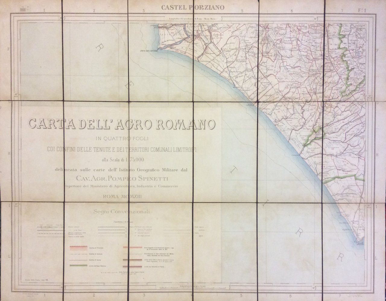 CARTA DELL'AGRO ROMANO IN QUATTRO FOGLI COI CONFINI DELLE TENUTE …