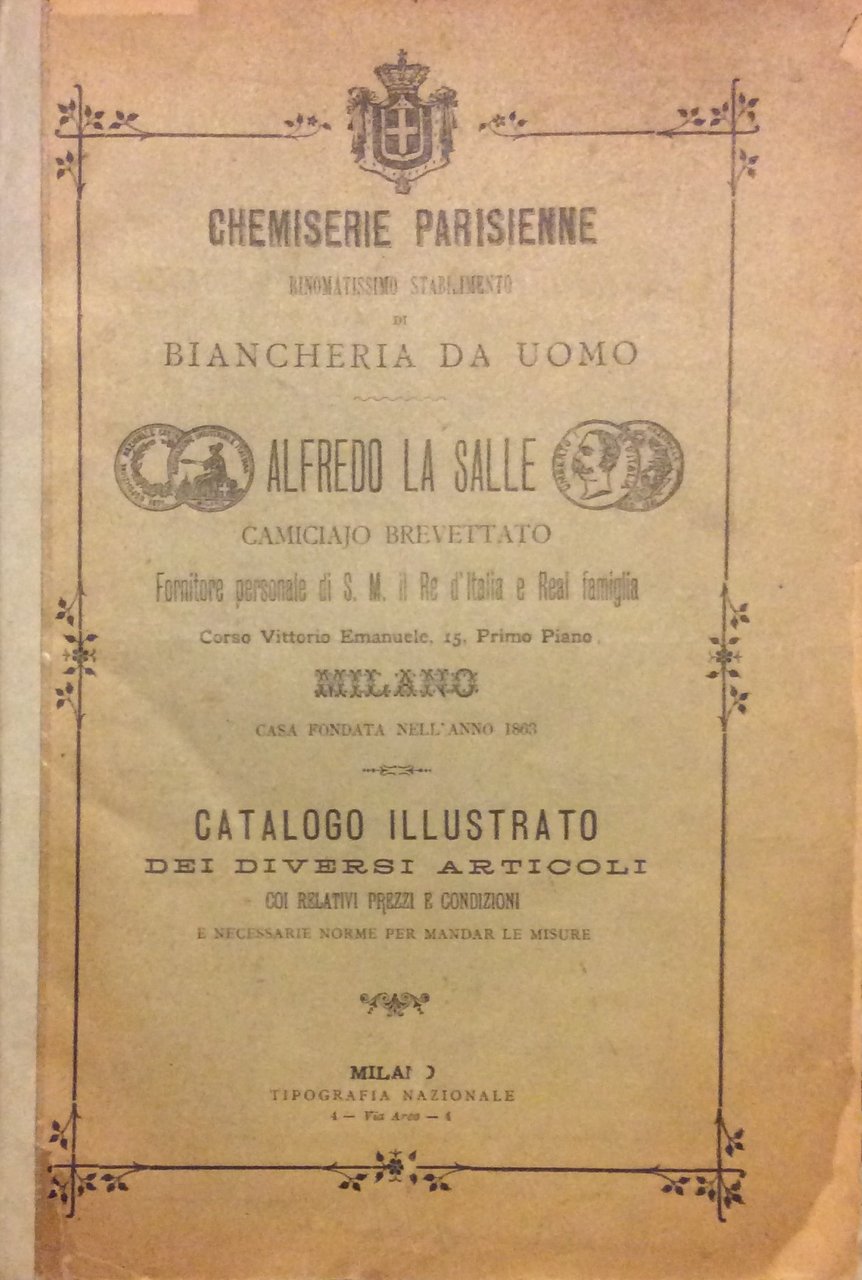 CHEMISERIE PARISIENNE. RINOMATISSIMO STABILIMENTO DI BIANCHERIA DA UOMO - ALFREDO …