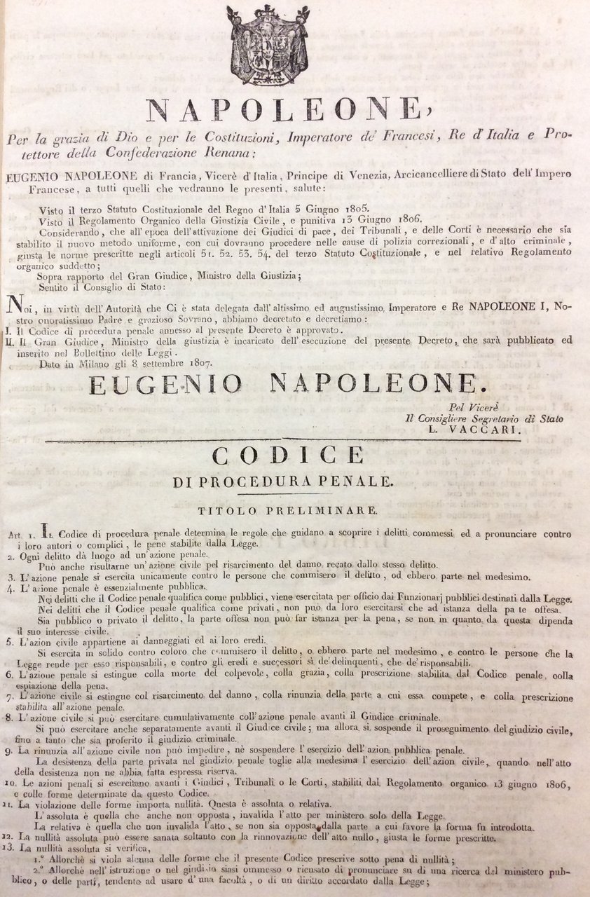 CODICE DI PROCEDURA PENALE.