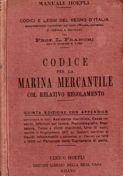 CODICE PER LA MARINA MERCANTILE. - Codici e leggi del … | Immagine principale