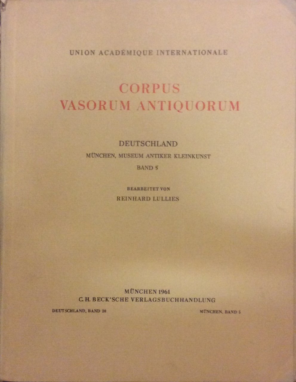 CORPUS VASORUM ANTIQUORUM - DEUTSCHLAND, 20. - Munchen, Museum Antiker …