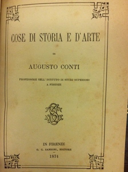 COSE DI STORIA E D'ARTE.