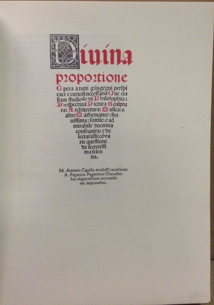 DE DIVINA PROPORTIONE. | Immagine principale