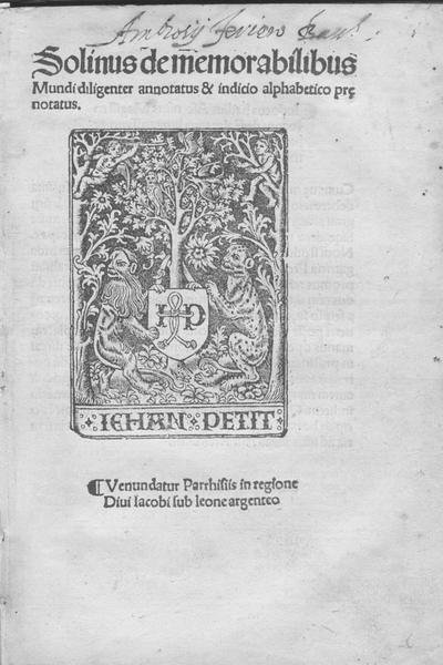 DE MEMORABILIBUS MUNDI. - Diligenter annotatus & indicio alphabetico prenotatus.