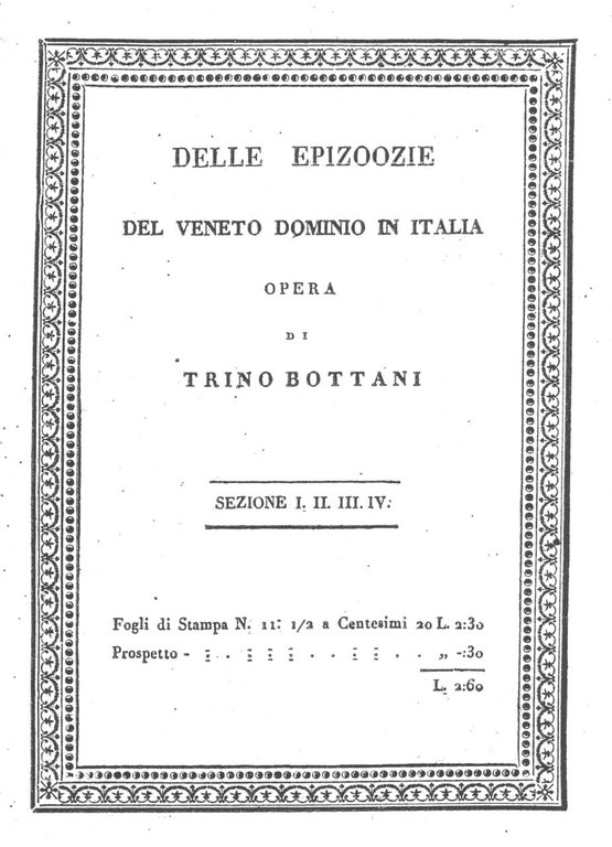 DELLE EPIZOOZIE. - Ossia delle epidemie contagiose e non contagiose …