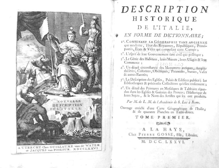 DESCRIPTION HISTORIQUE DE L'ITALIE EN FORME DE DICTIONNAIRE.