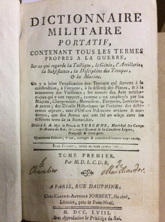 DICTIONNAIRE MILITAIRE, PORTATIF, CONTENANT TOUS LES TERMES PROPRES A LA …