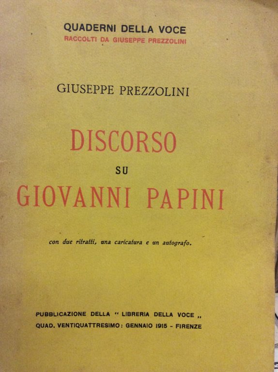 DISCORSO SU GIOVANNI PAPINI.