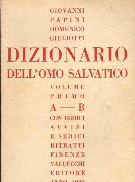DIZIONARIO DELL'OMO SALVATICO.