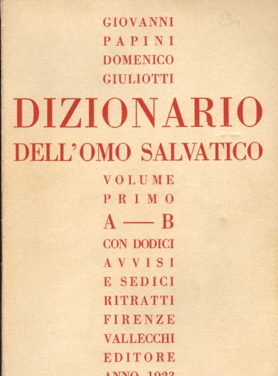 DIZIONARIO DELL'OMO SALVATICO.