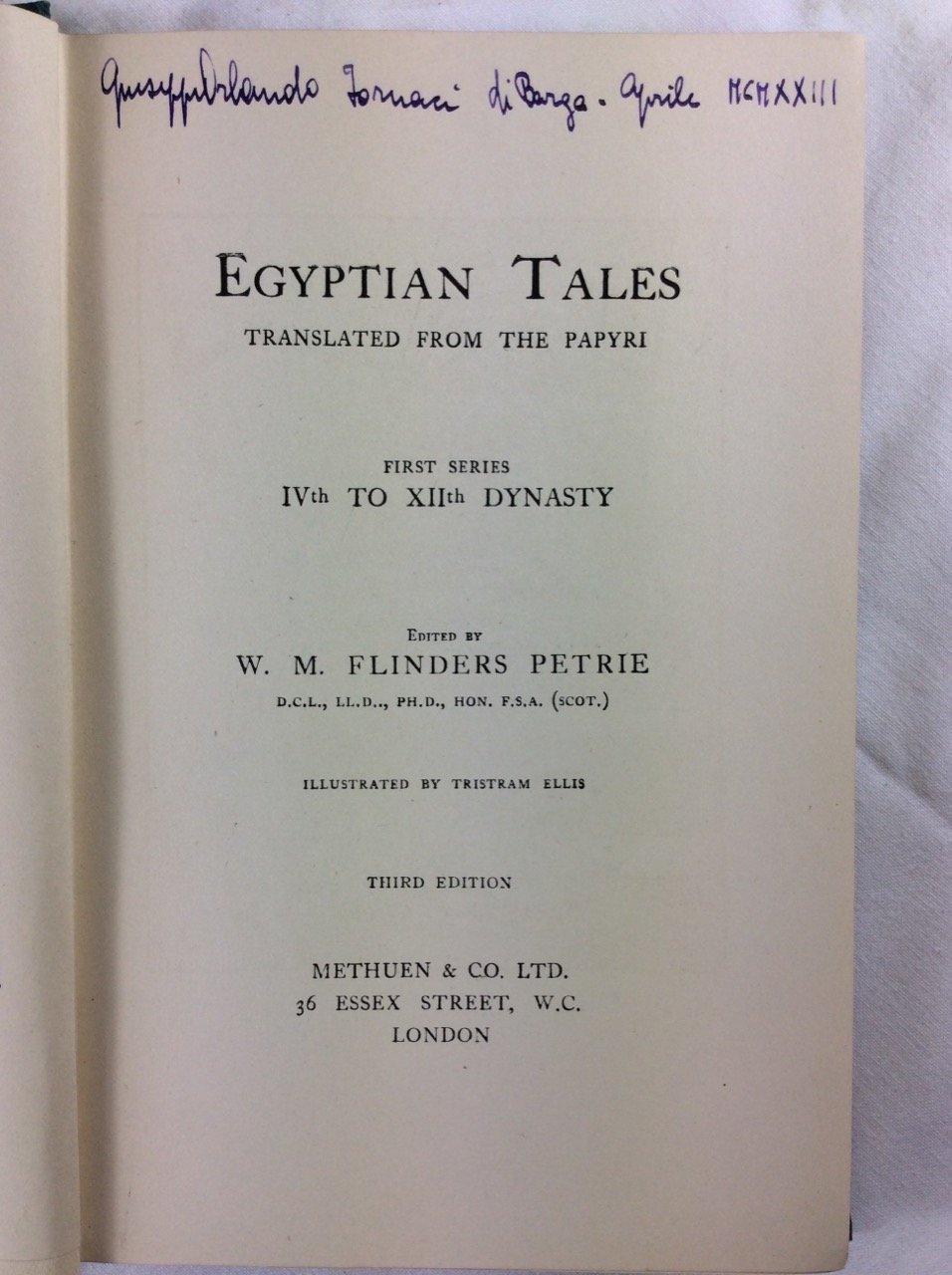 EGYPTIAN TALES. - Translated from the Papiri. Illustrated by Tristram …