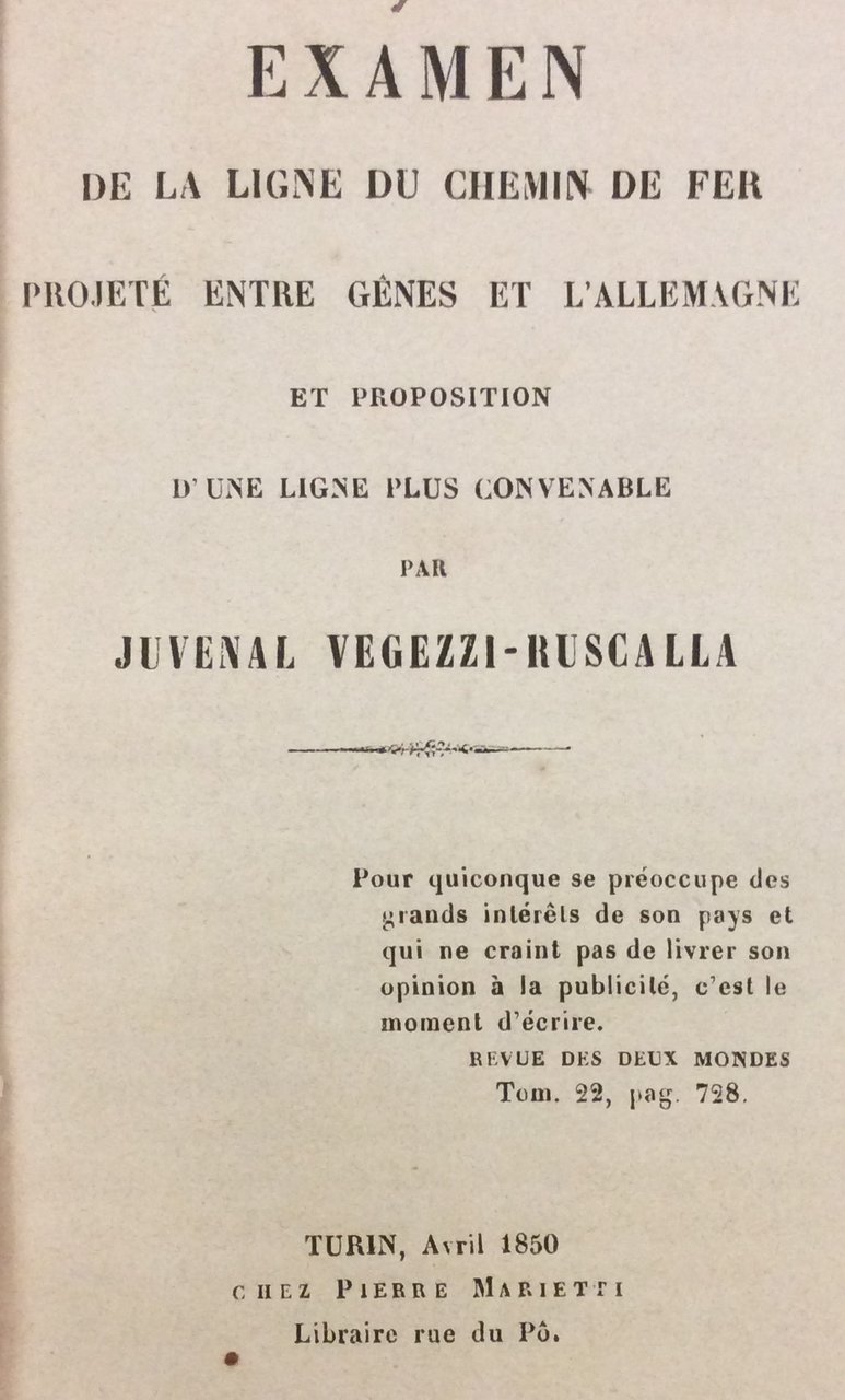 EXAMEN DE LA LIGNE DU CHEMIN DE FER PROJETE' ENTRE …