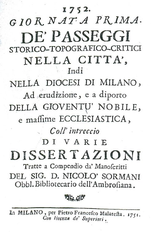 GIORNATA PRIMA (SECONDA TERZA) DE' PASSEGGI STORICO - TOPOGRAFICI - …