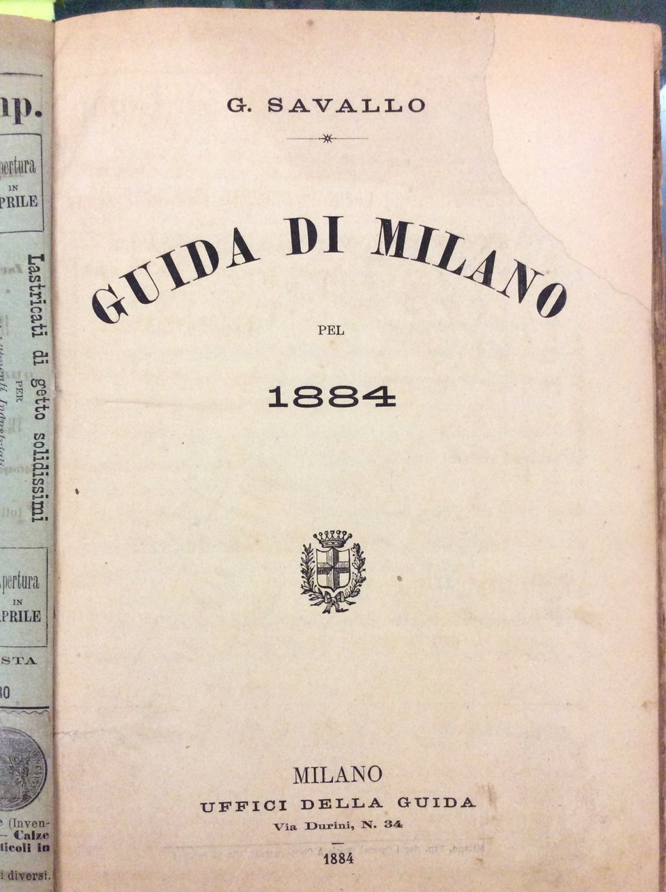 GUIDA DI MILANO PEL 1884.