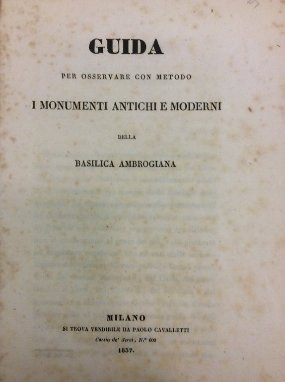 GUIDA PER OSSERVARE CON METODO I MONUMENTI ANTICHI E MODERNI …