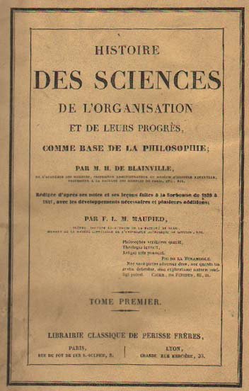 HISTOIRE DES SCIENCES DE L'ORGANISATION ET DE LEURS PROGRES, COMME …